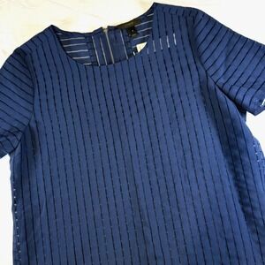 NWT J. Crew Shadow Strip Sheer Tunic Blouse Back Zipper Women's Size 6